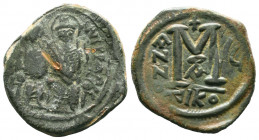 Justin II , with Sophia (565-578 AD). AE Follis.

Weight:11,37 gr
Diameter: 27 mm