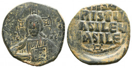 BYZANTINE EMPIRE. 9th - 11th Century. AE Anonymous Follis.
Facing bust of Christ / Legend..

Weight: 11,17 gr
Diameter:28 mm