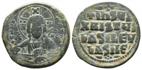 BYZANTINE EMPIRE. 9th - 11th Century. AE Anonymous Follis.
Facing bust of Christ / Legend..

Weight:14,6 gr
Diameter: 32 mm