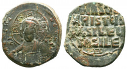 BYZANTINE EMPIRE. 9th - 11th Century. AE Anonymous Follis.
Facing bust of Christ / Legend..

Weight: 12,49 gr
Diameter:27 mm