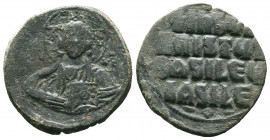 BYZANTINE EMPIRE. 9th - 11th Century. AE Anonymous Follis.
Facing bust of Christ / Legend..

Weight:12,92 gr
Diameter:29 mm