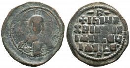 BYZANTINE EMPIRE. 9th - 11th Century. AE Anonymous Follis.
Facing bust of Christ / Legend..

Weight: 19,88 gr
Diameter:34 mm