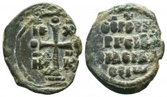 Ale.ius I, AE follis. Thessalonica. 1081-1118 AD. IC-.C over NI-KA, cross on two steps, dot at each end / CEP CYN-ERGEI BA-CILEI AL-E.IW in four lines...