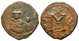 Heraclius and Heraclius Constantine, AE Follis, Seleucia Isauriae. blundered or fragmentary legend, facing busts of Heraclius on left and Heraclius Co...