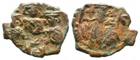 Constans II, with Constantine IV, Heraclius, and Tiberius. 641-668. Æ Follis .

Weight: gr
Diameter: mm