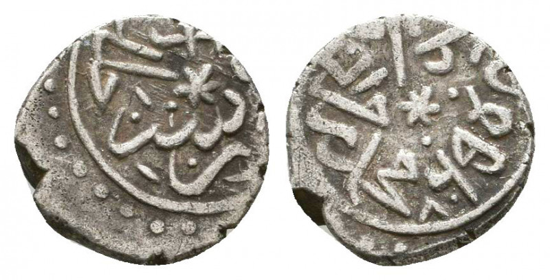 Ottoman Silver Akce , Ar.

Weight: 0.9 gr
Diameter: 11 mm