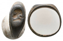 Roman Bronze Seal Ring with a Deity Silenus on bezel , Circa 1st - 2nd Century AD.

Weight: 3.2 gr
Diameter: 20 mm
