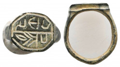 Roman Bronze Seal Ring with an inscription on bezel , Circa 1st - 2nd Century AD.

Weight: 7.5 gr
Diameter: 23 mm