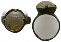 Roman Bronze Ring with an inlaid stones on bezel , Circa 1st - 2nd Century AD.

Weight: 5.0 gr
Diameter: 27 mm