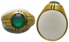 Roman Bronze Ring with an inlaid stones on bezel , Circa 1st - 2nd Century AD.

Weight: 4.4 gr
Diameter: 23 mm
