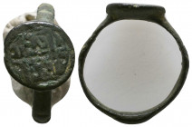 Ancient Bronze Ring with arabic inscription on bezel, 

Weight: 3.8 gr
Diameter: 24 mm