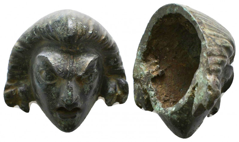 Very Beautiful and Large Roman Bronze Mask , Circa 1st - 2nd Century AD.

Weig...
