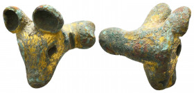 Very interesting Western Gold Gilted Calf Head. 3rd millennium BC. 

Weight: 47.5 gr
Diameter: 38 mm