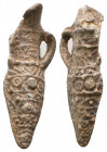 Byzantine Lead Flask, Circa 6th - 9th century AD.

Weight: 22.1 gr
Diameter: 53 mm