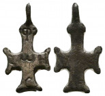 Byzantine Silver Cross Pendant with Letters, Circa 6th - 9th century AD.

Weight: 1.2 gr
Diameter: 18 mm