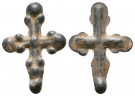Byzantine Bronze Cross Pendant , Circa 6th - 9th century AD.

Weight: 8.5 gr
Diameter: 40 mm