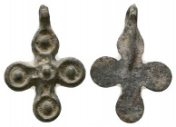 Byzantine Bronze Cross Pendant , Circa 6th - 9th century AD.

Weight: 3.3 gr
Diameter: 29 mm