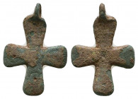 Byzantine Bronze Cross Pendant , Circa 6th - 9th century AD.

Weight: 3.3 gr
Diameter: 28 mm