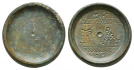 Large Byzantine Bronze Weight , Circa 6th - 9th century AD.

Weight: 26.7 gr
Diameter: 28 mm