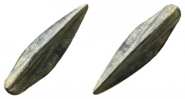 Ancient Bronze Arrow Heads. Ae

Weight: 4.7 gr
Diameter: 37 mm