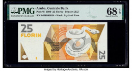 Aruba Centrale Bank 25 Florin 1.1.1990 Pick 8 PMG Superb Gem Unc 68 EPQ. This example is tied for the highest grade in the PMG Population Report at th...