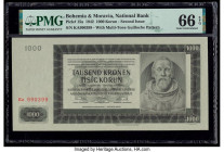 Bohemia and Moravia National Bank 1000 Korun 1942 Pick 15a PMG Gem Uncirculated 66 EPQ. 

HID09801242017

© 2020 Heritage Auctions | All Rights Reserv...