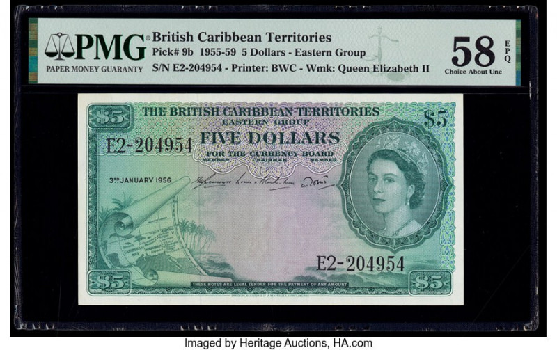 British Caribbean Territories Currency Board 5 Dollars 3.1.1956 Pick 9b PMG Choi...