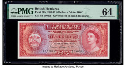 British Honduras Government of British Honduras 5 Dollars 1.5.1965 Pick 30b PMG Choice Uncirculated 64. Staple holes are present on this example.

HID...