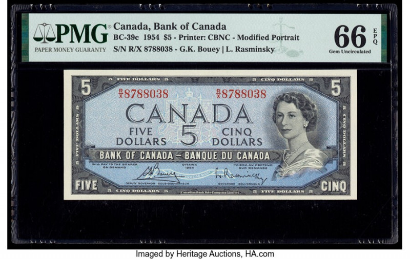 Canada Bank of Canada $5 1954 BC-39c PMG Gem Uncirculated 66 EPQ. 

HID098012420...