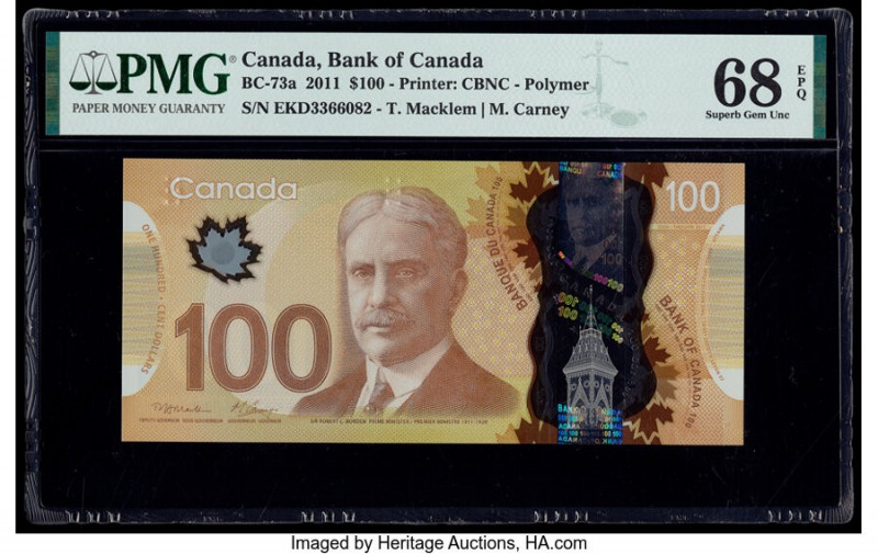 Canada Bank of Canada $100 2011 BC-73a PMG Superb Gem Unc 68 EPQ. 

HID098012420...