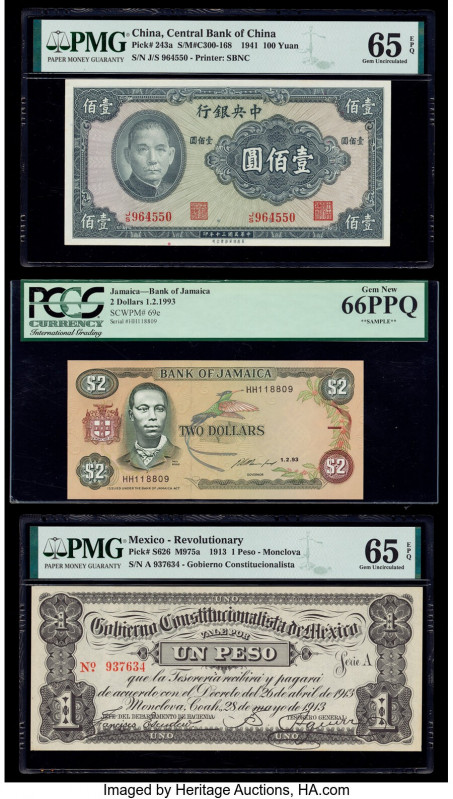 China, Mexico, Jamaica & Uzbekistan Lot of 7 Graded Examples PMG Gem Uncirculate...
