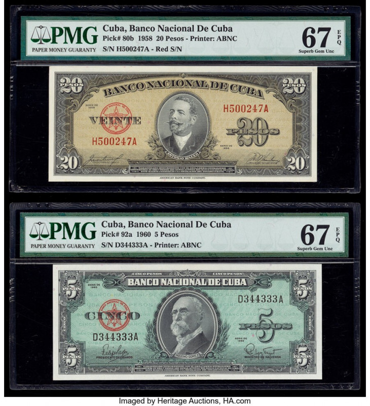 Cuba Banco Nacional de Cuba 20; 5; 3 (3) Pesos 1958; 1960; 2004 (3) Pick 80b; 92...