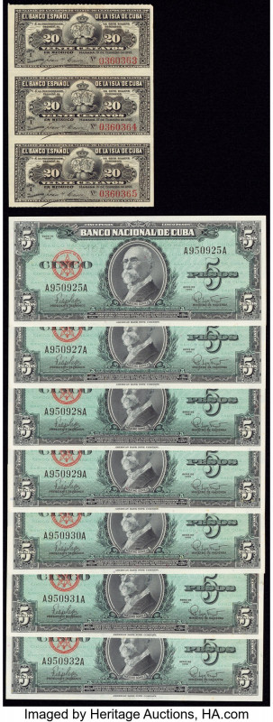 Cuba Group Lot of 17 Examples Crisp Uncirculated. The 20 centavos is an uncut sh...