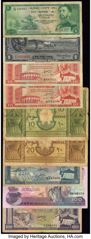 Ethiopia and Italian Somaliland Group Lot of 9 Examples Good-Very Good. 

HID098...