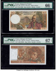 France Banque de France 10 Francs 1.6.1972; 3.3.1977 Pick 147d; 150c Two Examples PMG Gem Uncirculated 66 EPQ; Superb Gem Unc 67 EPQ. 

HID09801242017...