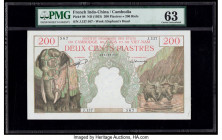 French Indochina Institut d'Emission des Etats, Cambodia 200 Piastres = 200 Riels ND (1953) Pick 98 PMG Choice Uncirculated 63. Minor paper damage.

H...