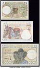 French West Africa Banque de l'Afrique Occidentale 5; 25; 100 Francs 1939; 1938; 1940 Pick 21; 22; 23 Three Examples Crisp Uncirculated; Very Fine (2)...