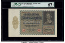 Germany Imperial Bank Note 10,000 Mark 19.1.1922 Pick 71 PMG Superb Gem Unc 67 EPQ. Germany Imperial Bank Note 2 Millionen Mark 23.7.1923 Pick 89a PMG...