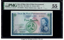 Isle Of Man Isle of Man Government 5 Pounds ND (1961) Pick 26a PMG About Uncirculated 55. Previous mounting is noted on this example.

HID09801242017
...