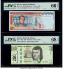 Mexico Banco de Mexico 5000; 200 Pesos 27.1.1981; 14.5.2007 Pick 77a; 125b Two Examples PMG Gem Uncirculated 66 EPQ; Superb Gem Unc 68 EPQ. Pick 125b ...