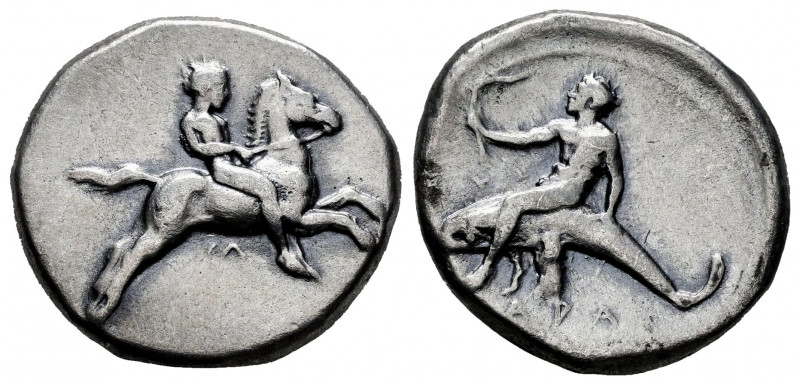 Calabria. Tarentum. Nomos. 380-340 BC. (HN Italy-870). (Vlasto-367). Anv.: Nude ...