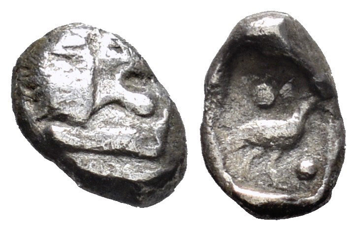Ionia. Miletos. Tetartemorion. 600-500 BC. (SNG Kayhan-947). Anv.: Forepart of l...