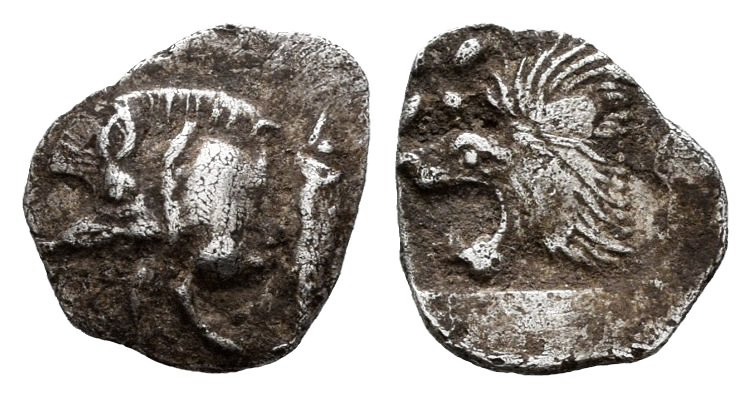 Mysia. Kyzikos. Tetartemorion. 450-400 BC. (Sng France-375). Anv.: Forepart of b...