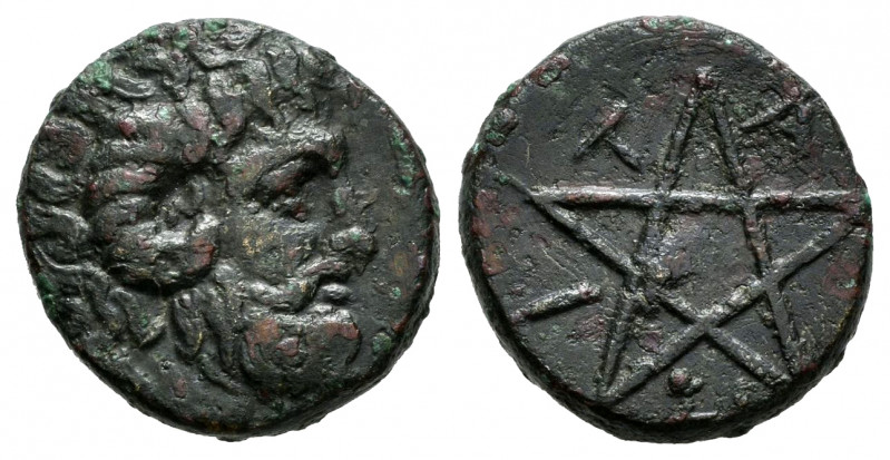 Mysia. Pitane. AE 16. 4th century BC. (Sng Ans-530-531). Anv.: Head of Zeus Ammo...