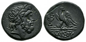 Pontos. Amisos. AE 20. 80-70 BC. (Sng Aulock-56 var). (Sng Cop-134). Anv.: Laureate head of Zeus right. Rev.: Eagle standing over thunderbolt, monogra...