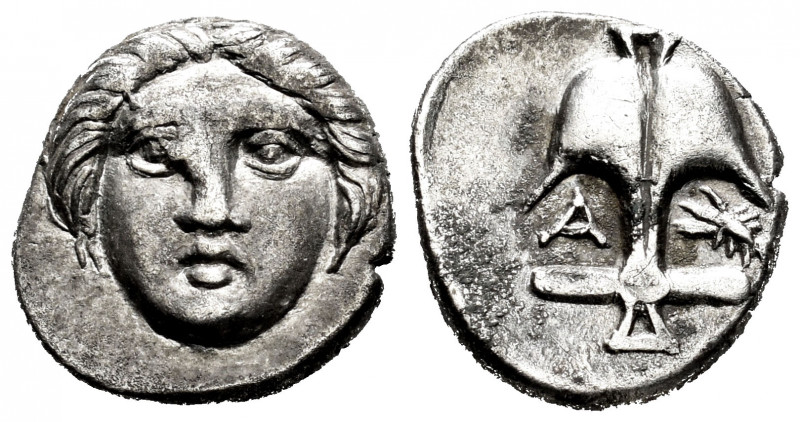 Thrace. Apollonia Pontika. Diobol. 375-335 BC. (SNG Stancomb-42). Anv.: Upright ...