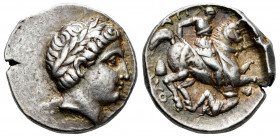 Kings of Paeonia. Patraos. Tetradrachm. 335-315 BC. Astibos or Damastion. (Paeonian Hoard-221-6). (Peykov-E2200). (Hgc-3, 148). Anv.: Laureate head of...