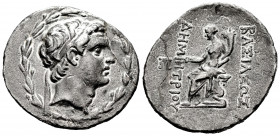 Seleukid Kingdom. Demetrios I Soter. Tetradrachm. 162-154 BC. Antioch. (SC-1638). (Hgc-9, 795f). Anv.: Diademed head right, within laurel wreath borde...