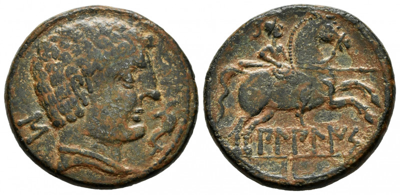 Bilbilis. Unit. 120-30 BC. Calatayud (Zaragoza). (Abh-254). (Acip-1568). Anv.: M...