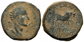 Caesaraugusta. Augustus period. Unit. 27 BC - 14 AD. Zaragoza. (Abh-322). (Acip-3046). Anv.: AVGVSTVS. DIVI. F. Laureate head of Augustus right, lituu...